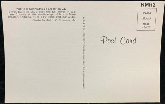 North Manchester Bridge in Wabash County, Indiana - Photo: John V. Pontiere Jr. - Vintage Postcard