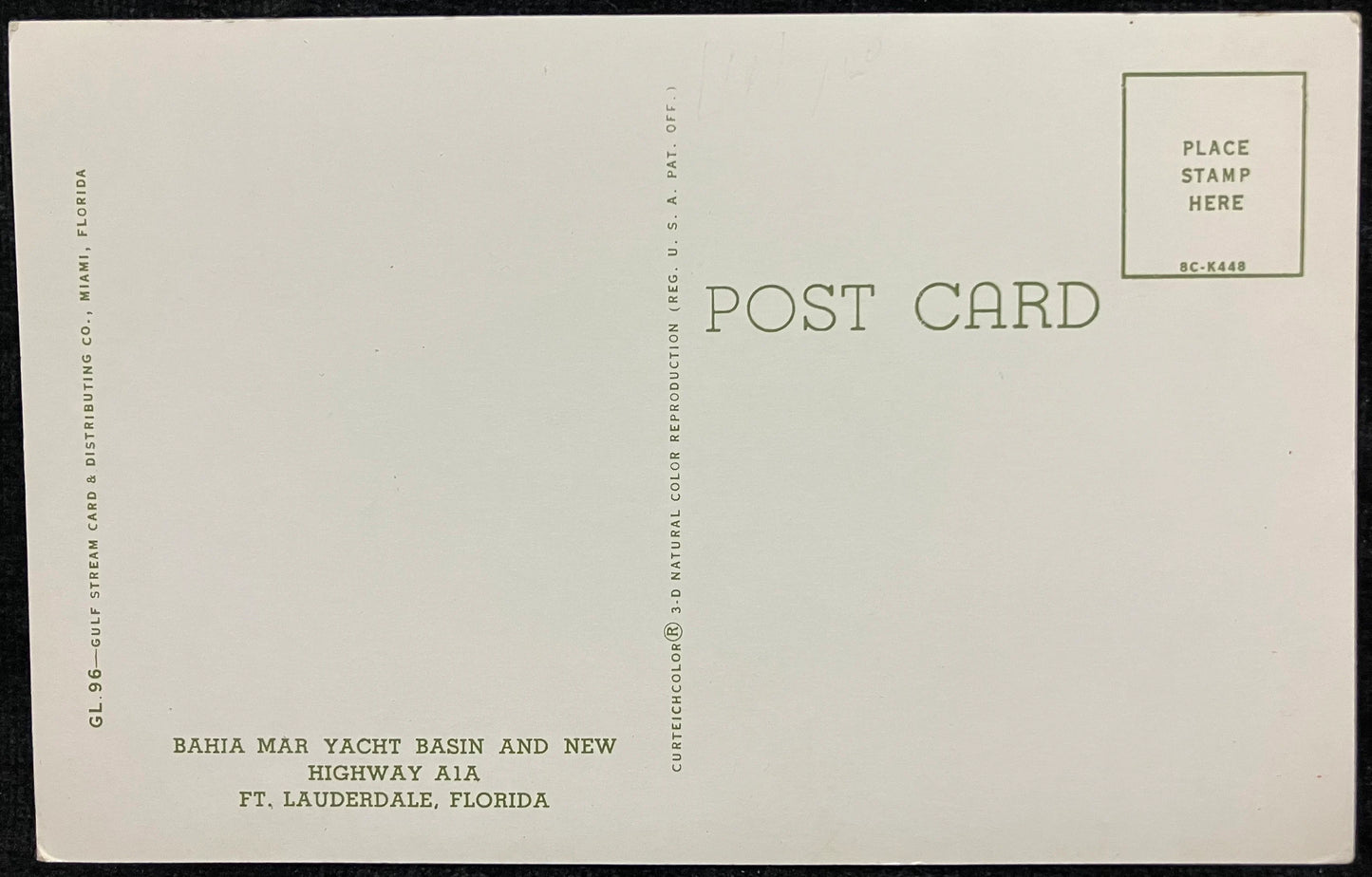 Bahia Mar Yacht Basin and New Highway A1A Ft. Lauderdale, Florida - Vintage Boat Postcard
