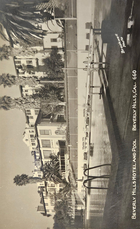 RPPC - Beverly Hills Hotel And Pool - Beverly Hills, California - Real Black and White Photo - RARE RPPC - Bob Plunkett Photo as Brookwell Photo 1940s
