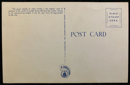 Washington Monument, Washington D.C., Maryland - Vintage Postcard