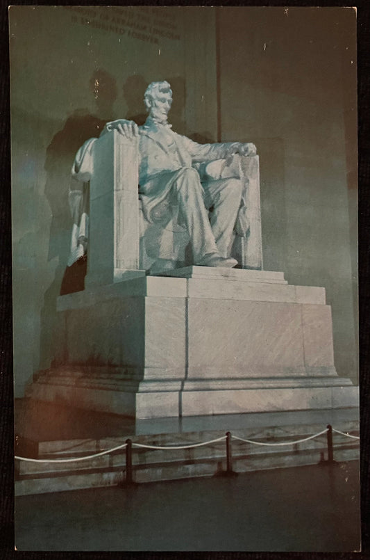 Lincoln Statue at the Lincoln Memorial in Washington D. C., Maryland - Vintage Postcard