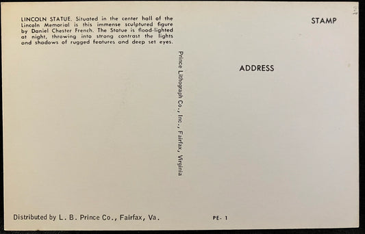 Lincoln Statue at the Lincoln Memorial in Washington D. C., Maryland - Vintage Postcard