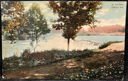 St. Joe Dam - Elkhart, Ind. - 1911 Postcard