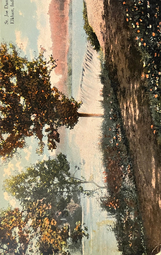 St. Joe Dam - Elkhart, Ind. - 1911 Postcard