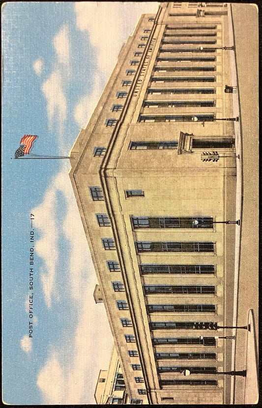 Post Office, South Bend, Ind. - Vintage Post Office Postcard