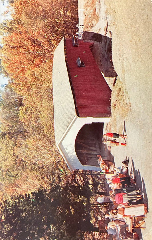 The Narrows Covered Bridge in Parke County, Indiana -  Vintage Coverd Bridge Postcard