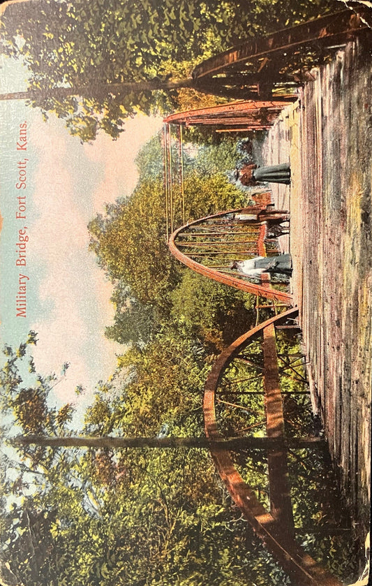 Military Bridge, Fort Scott, Kans. - Vintage Bridge Postcard