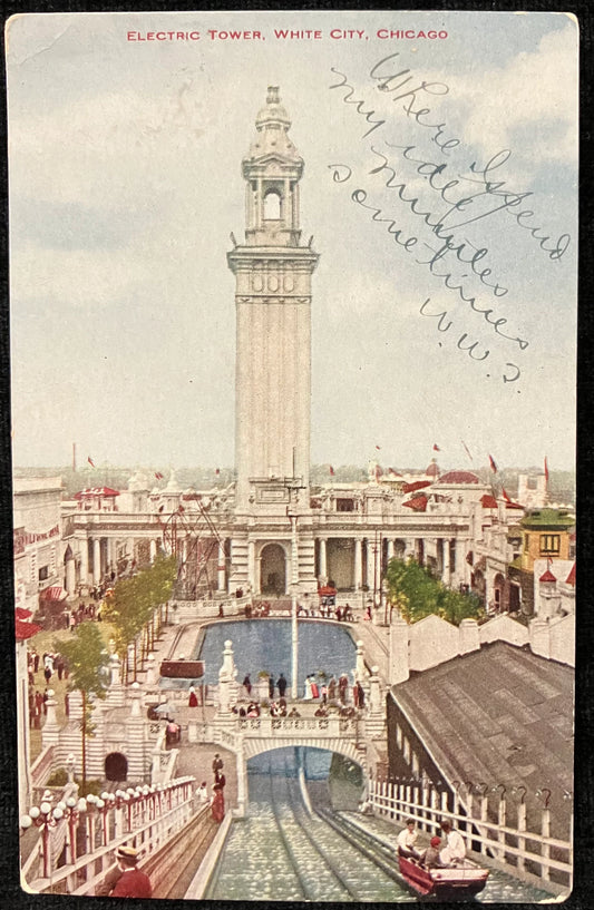 Electric Tower - White City, Chicago, Illinois - Vintage Postcard