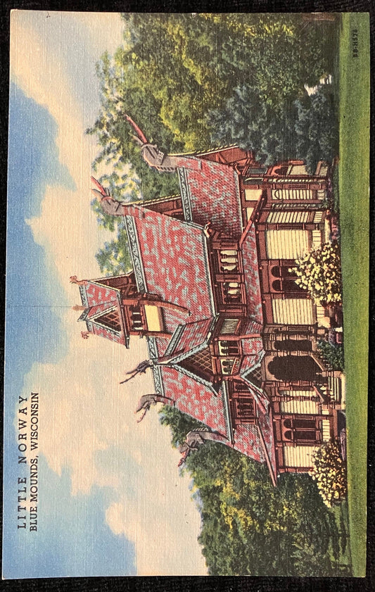 Little Norway Blue Mounds, Wisconsin - Photo by Diemer - Vintage Postcard
