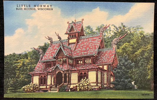 Little Norway Blue Mounds, Wisconsin - Photo by Diemer - Vintage Postcard