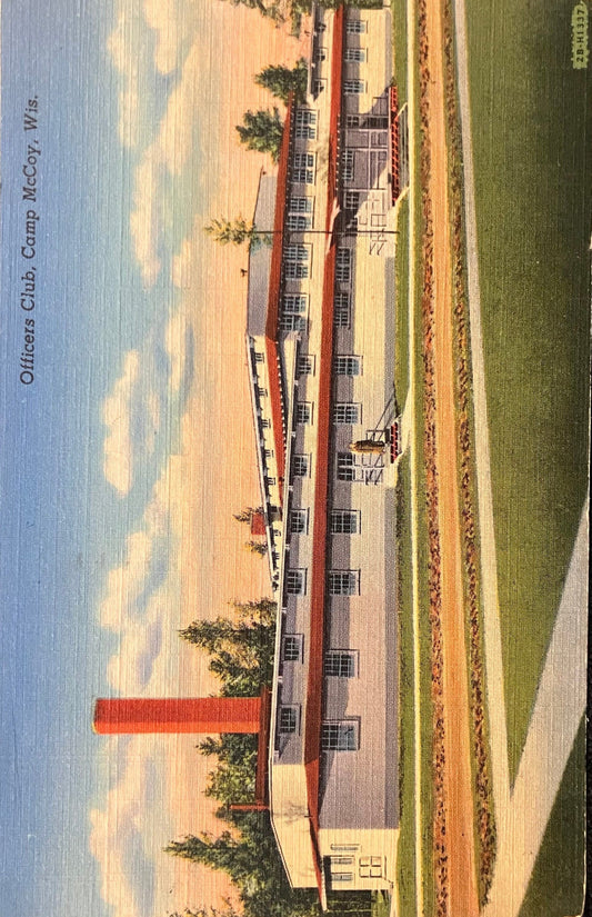 Officers Club, Camp McCoy, Wisconsin - WWII Military Training Camp - Vintage Army Postcard