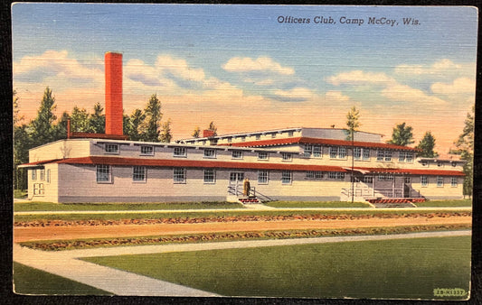 Officers Club, Camp McCoy, Wisconsin - WWII Military Training Camp - Vintage Army Postcard
