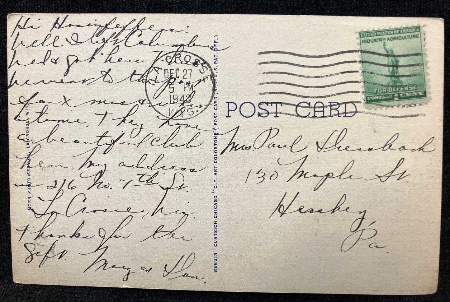 Officers Club, Camp McCoy, Wisconsin - WWII Military Training Camp - Vintage Army Postcard