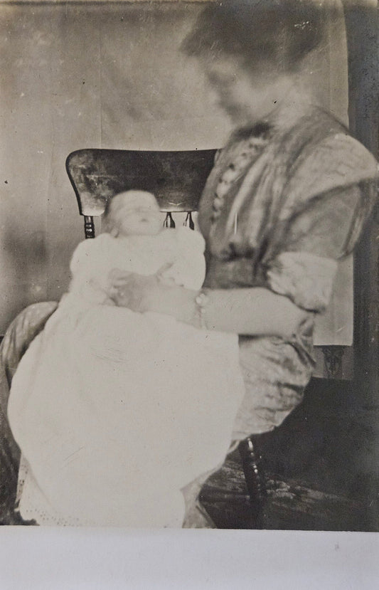 RPPC - Woman with Sleeping Infant - 1910 - 1920 era Postcard - RARE