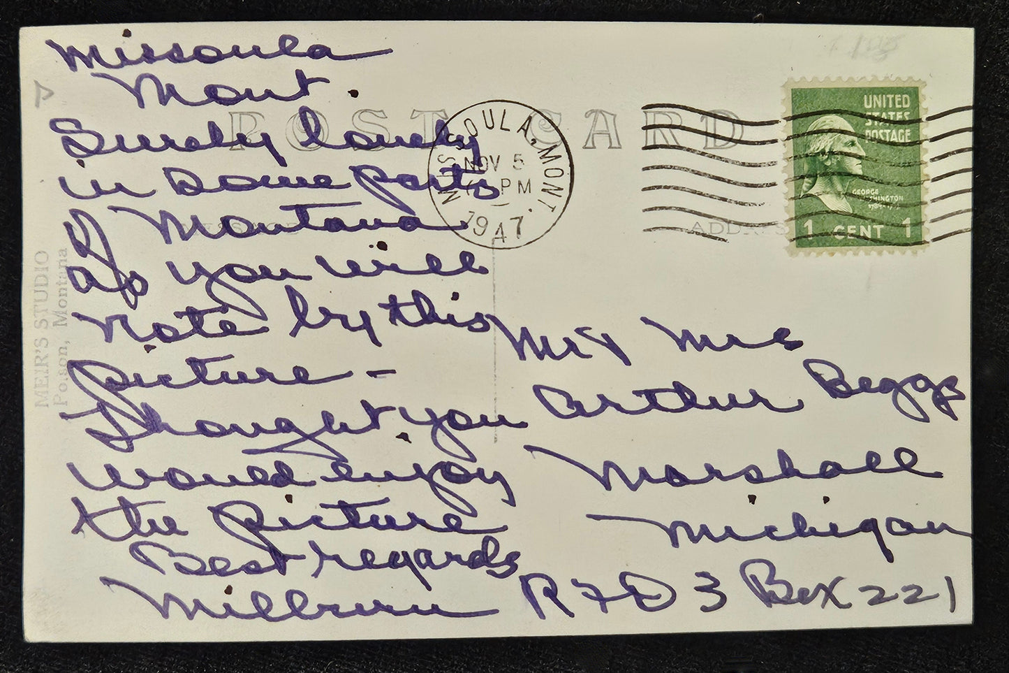 RPPC - The Mission Range  - John Meir Studio Photo - Montana Real Photo Postcard Amazing 1940s Black and White Photo - J W Meir