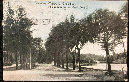 Lake Shore Drive - Winona Lake, Ind. - 1912 Lake Postcard