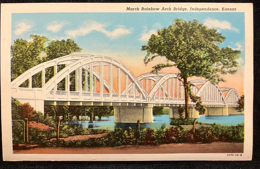 Marsh Rainbow Arch Bridge, Independence, Kansas - Vintage Bridge Postcard