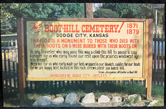 This is Boothill Cemetery! Dodge City, Kansas - Vintage Cemetery Postcard - 2 cards in Stock - Sold individually