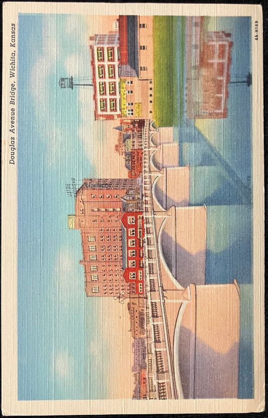 Douglas Avenue Bridge, Wichita, Kansas - Vintage Bridge Postcard