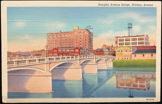 Douglas Avenue Bridge, Wichita, Kansas - Vintage Bridge Postcard