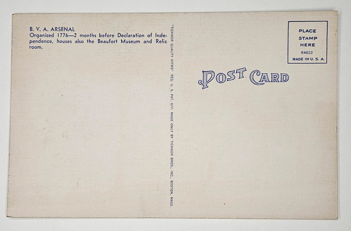 B.V.A. Arsenal Postcard Beaufort South Carolina - Vintage Postcard