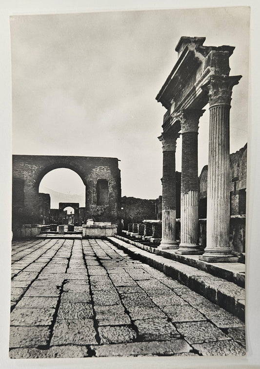 RPPC - Pompeii Civil Forum - Arches Of Triumph Ruins Of Ancient City Italy  - 1950 Black & White Photo of Arches of Triumph- Real Photocard