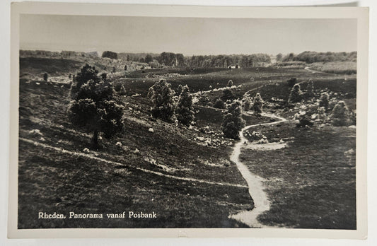 RPPC - 1957 Dutch Countryside Rheden Panorama Vanaf Posbank - Scenic Over View in Netherlands Countryside - Pastoral Photo -4 stamps