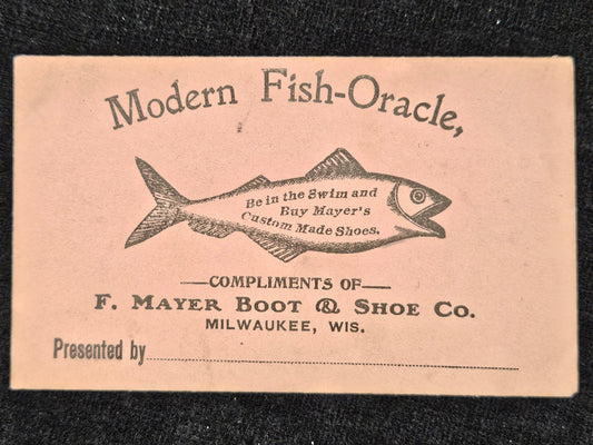 Modern Fish Oracle Empty Gift Envelope - F. Mayer Boot & Shoe Company Milwaukee Wisconsin - Be in The Swim Buy Mayer's Custom Made Shoes -