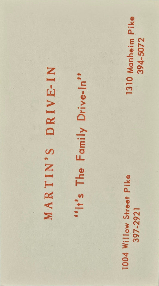 Martin's Drive In "It's The Family Drive-In" - Religious Humor - 1950s Evangelical? Humorous Ephemera
