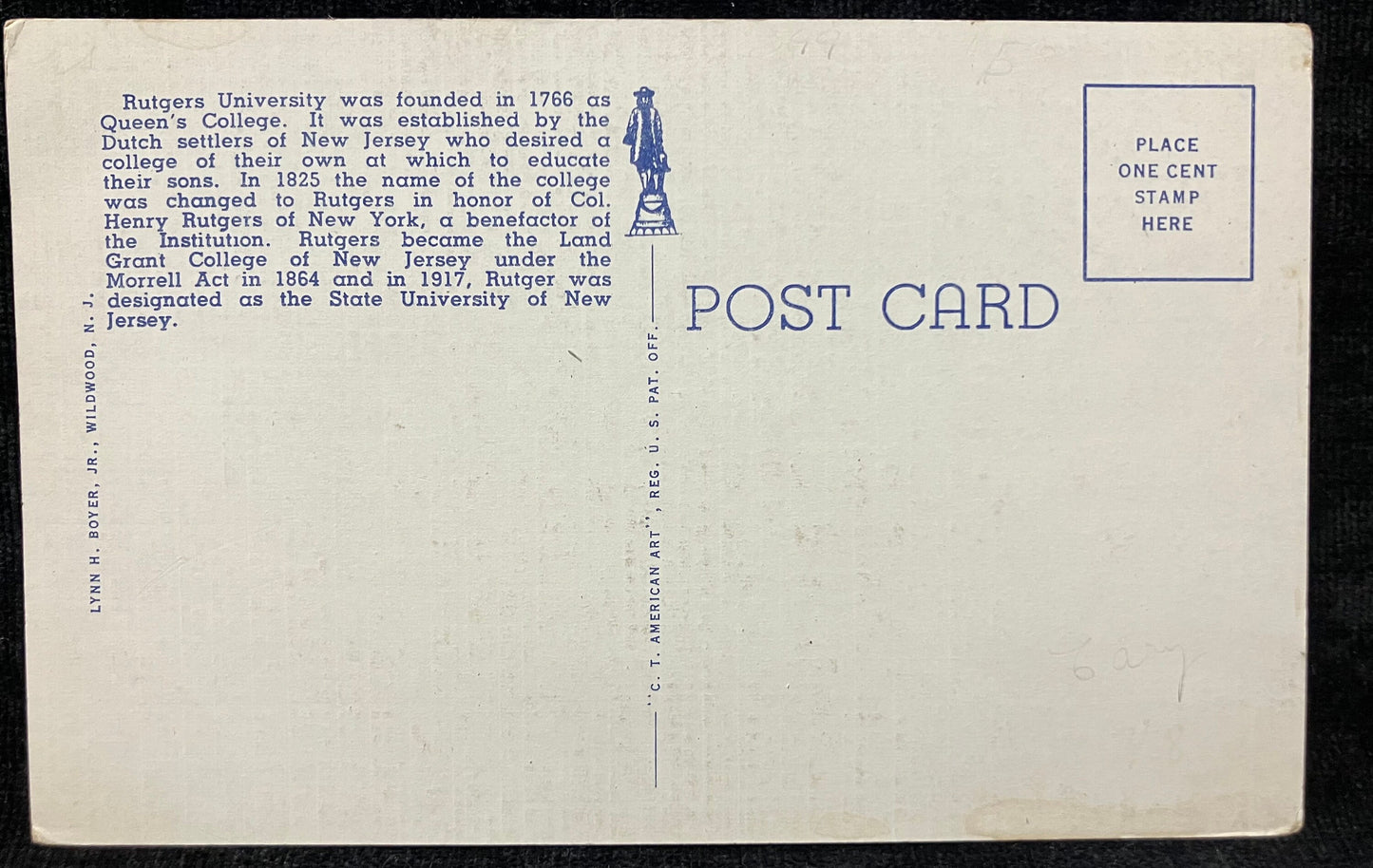 Kirkpatrick Chapel, Rutgers University, New Jersey - Vintage University Campus Postcard