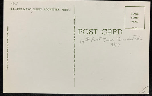 The Mayo Clinic, Rochester, Minnesota - Vintage Hospital Postcard