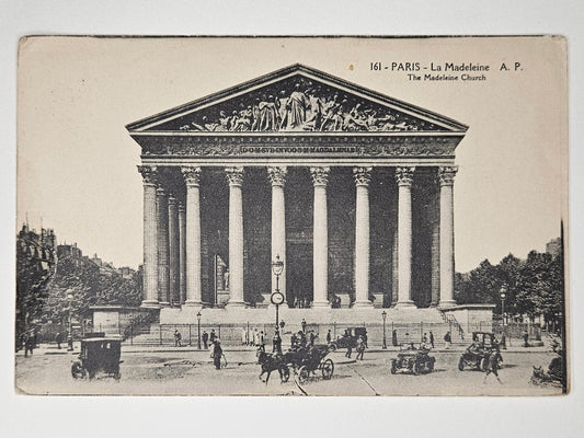 Paris La Madeleine Church- Pedestrians And Horse Drawn Carriages - 1910 Paris Postcard