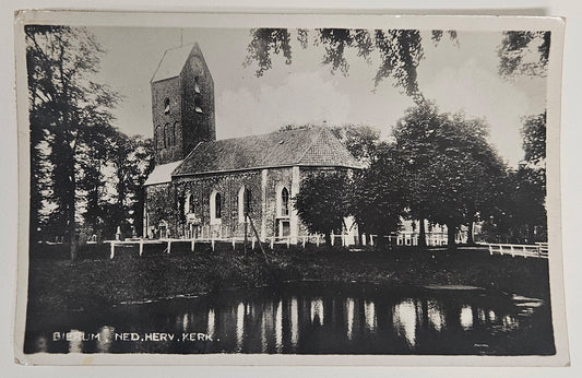 RPPC - Dutch Netherlands Church Sint Margaretakerk Drenthe Bierum Ned. Herv. Kerk. - 1937 Real Photo Postcard - looks like professional photo
