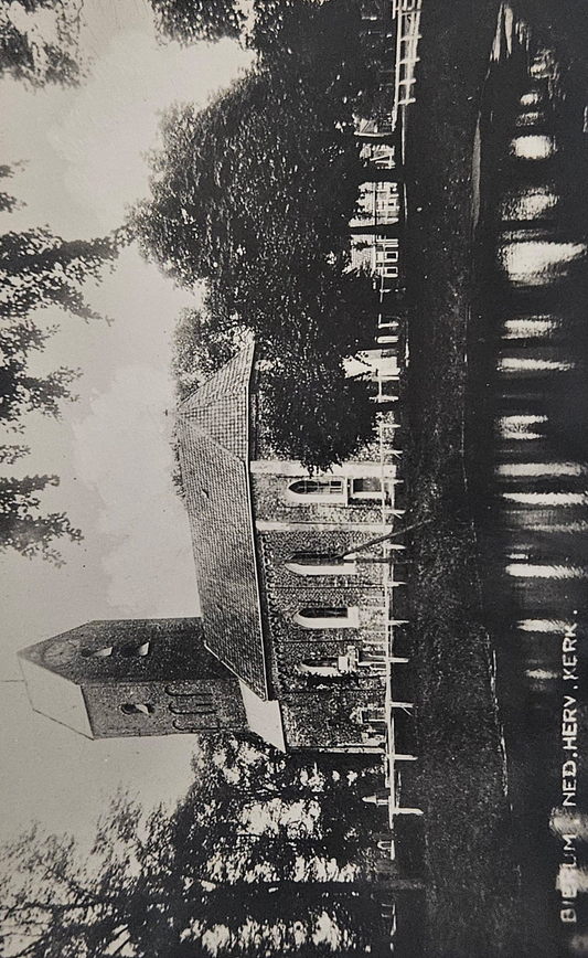 RPPC - Dutch Netherlands Church Sint Margaretakerk Drenthe Bierum Ned. Herv. Kerk. - 1937 Real Photo Postcard - looks like professional photo