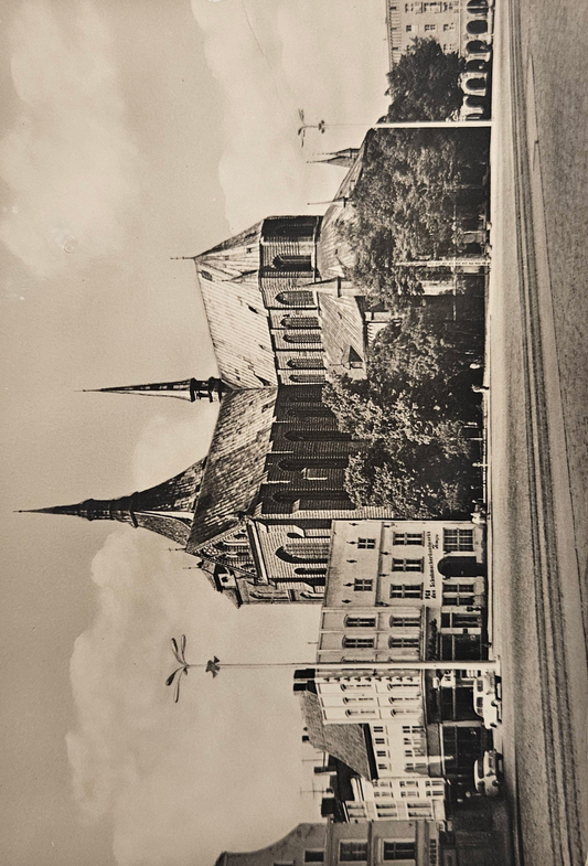 RPPC - 1961 German Church Rostock Ernst-Thalmann-Platz Marienkirche Vintage Real Photo Postcard
