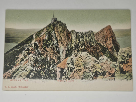 Gibraltar Signal Station Mountains Postcard - Hand Tinted Color Photo - Pre 1907  Address only backside - International Postcard