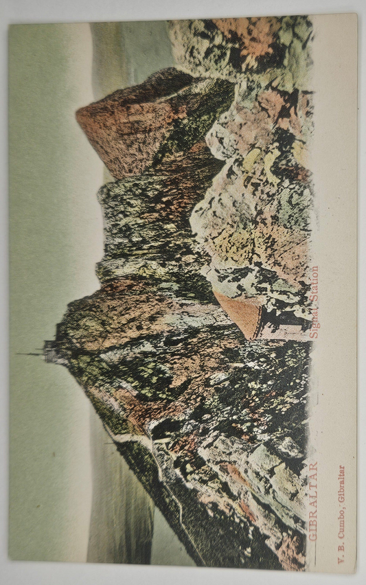 Gibraltar Signal Station Mountains Postcard - Hand Tinted Color Photo - Pre 1907  Address only backside - International Postcard