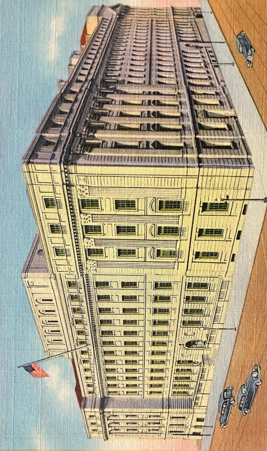 United States Post Office and Court House, Baltimore, Maryland - Vintage Post Office Postcard - Vintage 1930 Automobiles