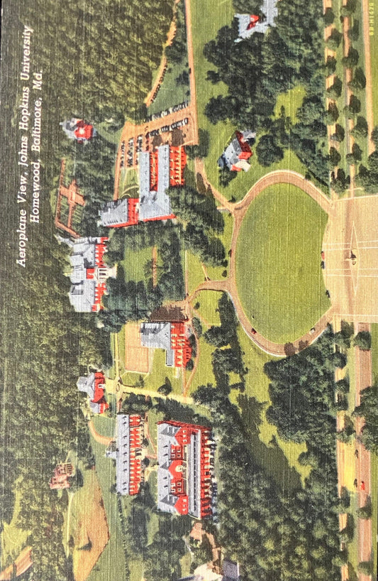 Aeroplane View, John Hopkins University Homewood, Baltimore, Maryland - Vintage Postcard - Early Medical School Complex