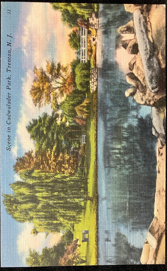 Scene in Cadwalader Park, Trenton, New Jersey - Vintage Park Postcard