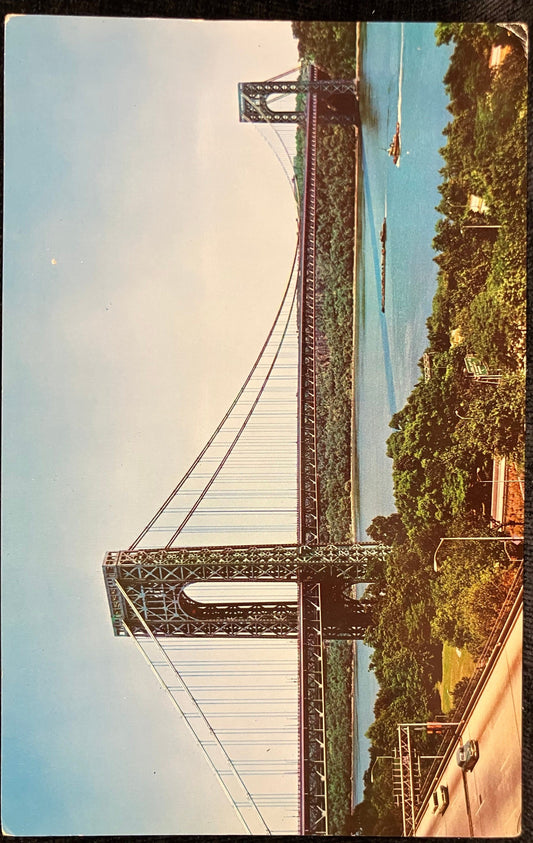 George Washington Bridge and Hudson River - Photo: New York Authority - Vintage Postcard