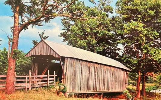 The Bay Covered Bridge - Vinton County, Ohio - Tinker Bridge - Photo by Alice Dillon - Vintage Covered Bridge Postcard