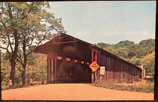 Covered Bridge at Harpersfield, Ohio - Vintage Covered Bridge Postcard