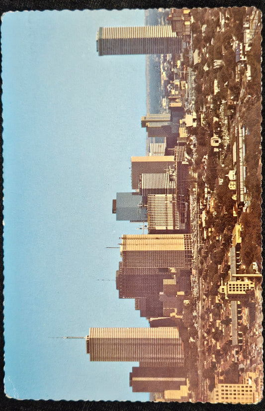 Houston, Texas "The Ever Changing Skyline Of The Sixth Largest City" - 1971 Color Aerial Skyline Photo Postcard
