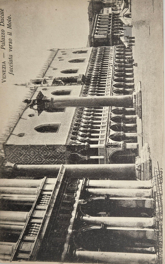 Doge's Palace Venice Italy - Palazzo Ducale Facciata Verso Il Moto Postcard - off set Printed Black and White Photo - 1910 to 1920