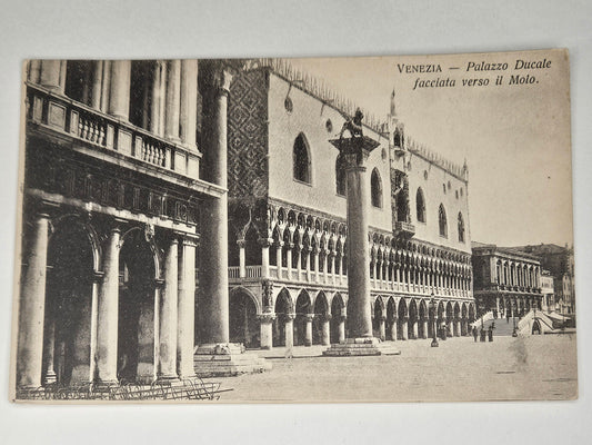 Doge's Palace Venice Italy - Palazzo Ducale Facciata Verso Il Moto Postcard - off set Printed Black and White Photo - 1910 to 1920