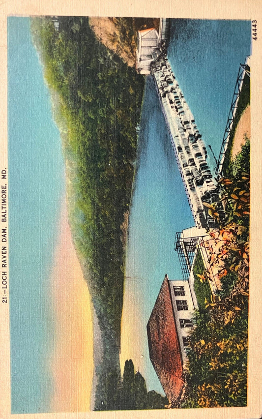 Loch Raven Dam. Baltimore, MD. - Vintage Dam Postcard