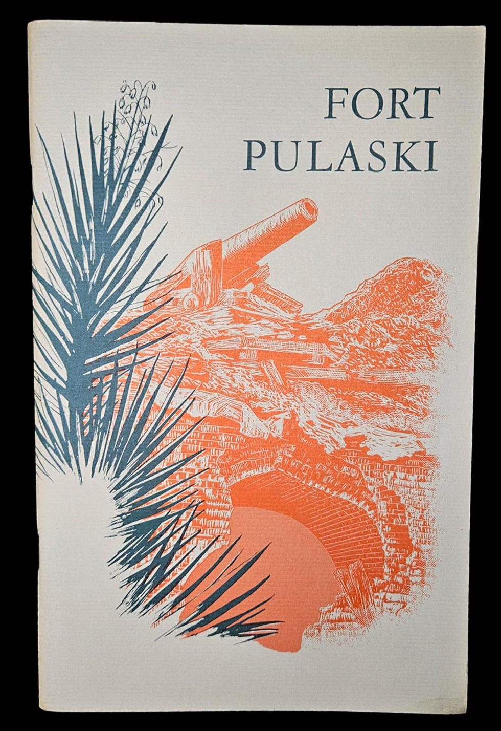 Cover of a book or brochure titled 'Fort Pulaski' with a design of a cannon and palm leaves.