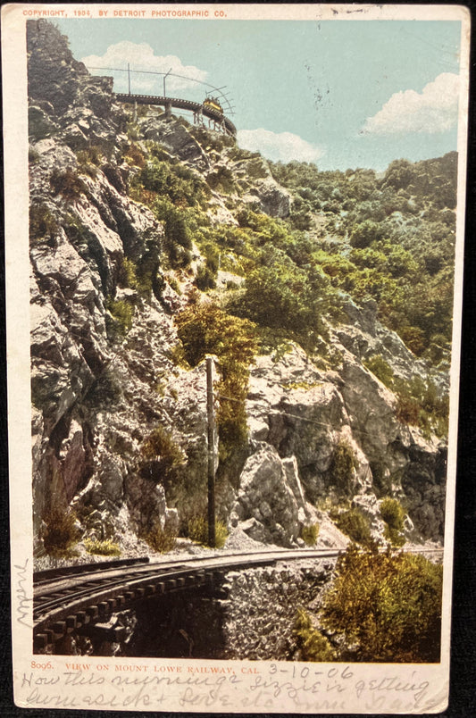 View on Mount Lowe Railway - California - Copyright, 1904,  by Detroit Photographic Co - Vintage Postcard
