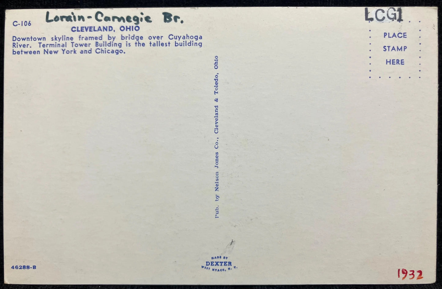 Cleveland, Ohio - Lorain - Carnegie Bridge - Vintage Bridge Postcard